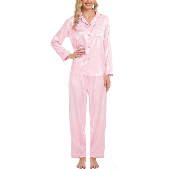 Striped Satin Matching Pajama Set