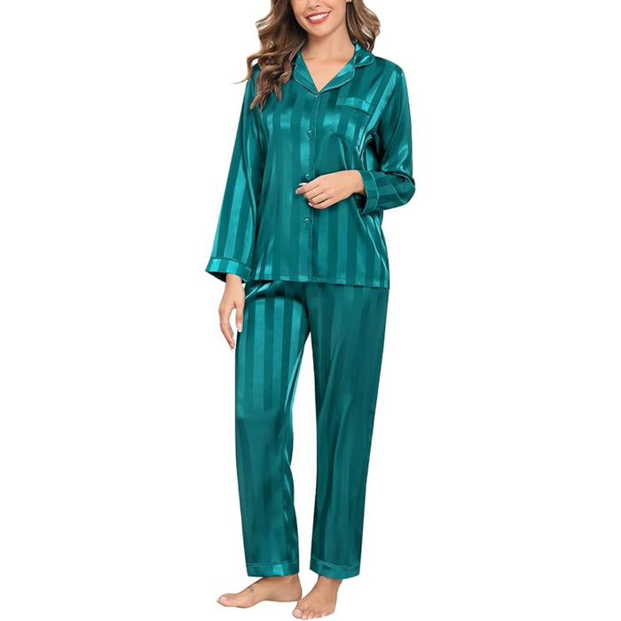 Striped Satin Matching Pajama Set