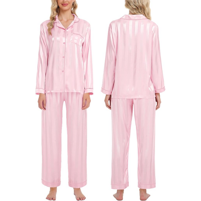 Striped Satin Matching Pajama Set