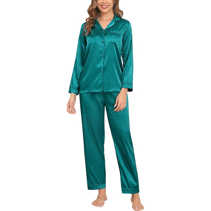 Striped Satin Matching Pajama Set