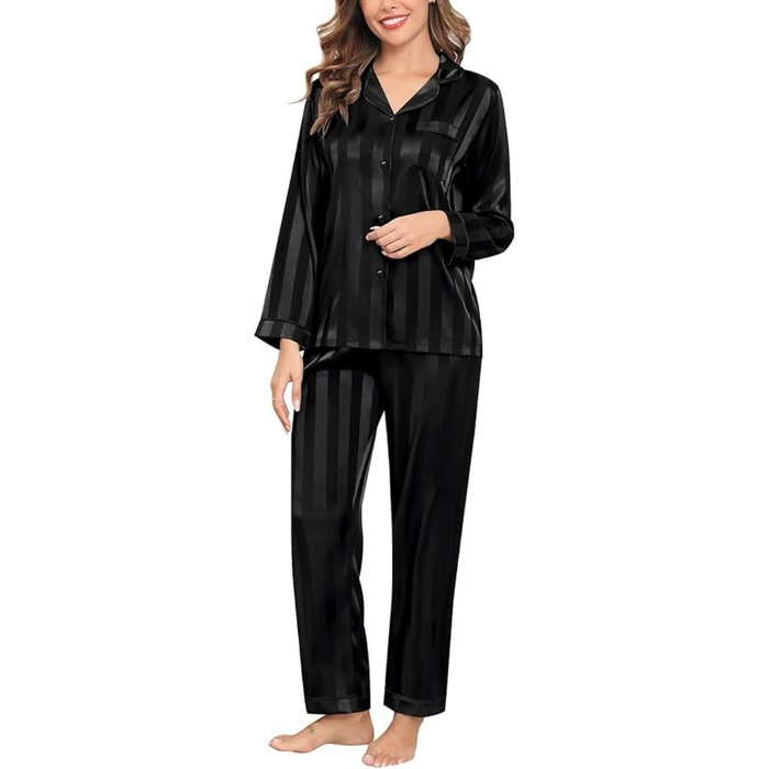 Striped Satin Matching Pajama Set