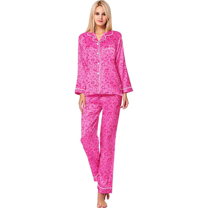 Satin Long Sleeve Printed Pajama Set