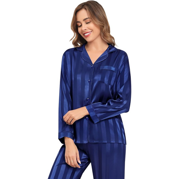 Striped Satin Matching Pajama Set