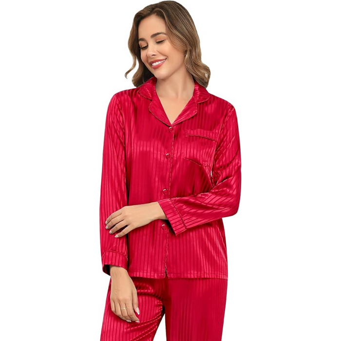 Striped Satin Matching Pajama Set