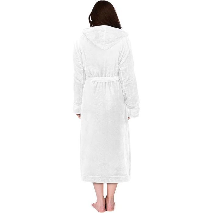 Hooded Plush Flannel Robe With Pockets