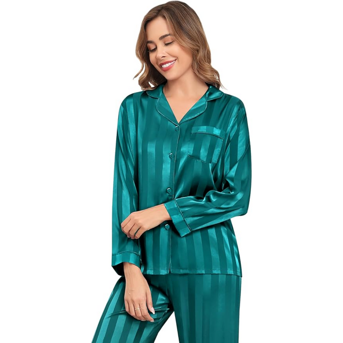 Striped Satin Matching Pajama Set