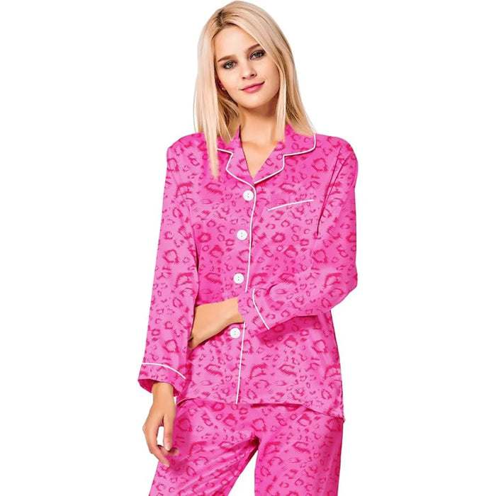 Satin Long Sleeve Printed Pajama Set