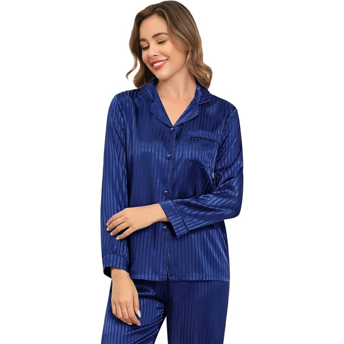 Striped Satin Matching Pajama Set