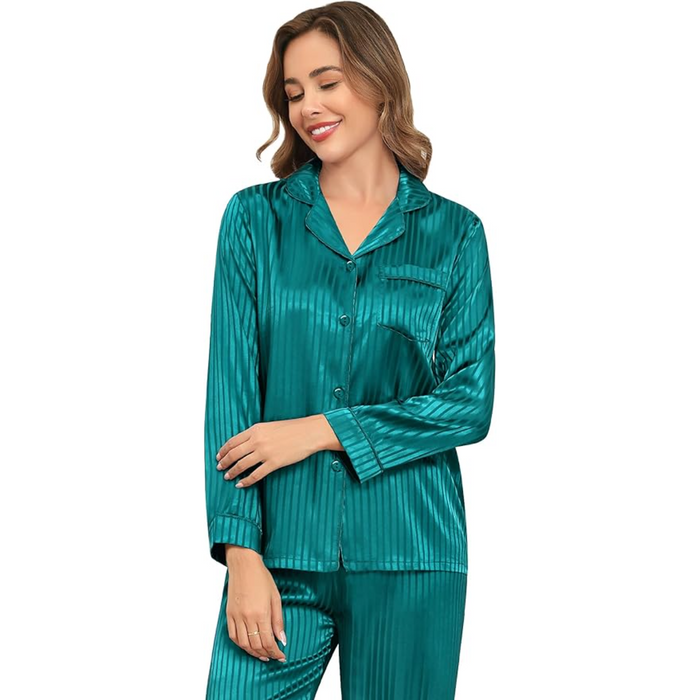 Striped Satin Matching Pajama Set