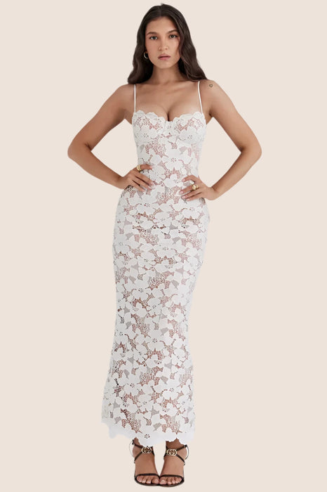 Elegant Floral Embroidery Kali Maxi Dress