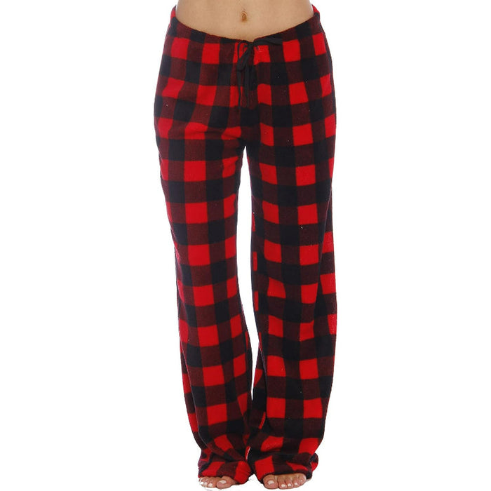 Plaid Pattern Plush Pajama Pants