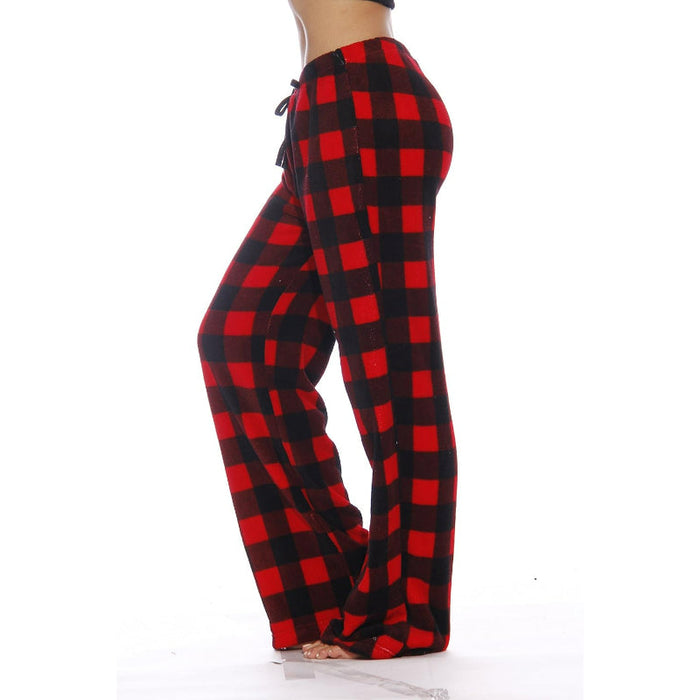 Plaid Pattern Plush Pajama Pants