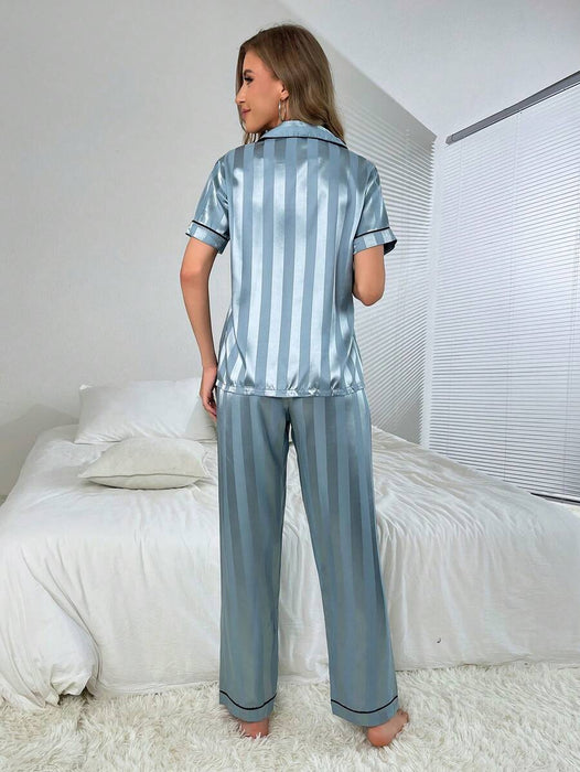 Stripe And Jacquard Pajama Set