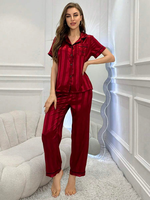 Stripe And Jacquard Pajama Set