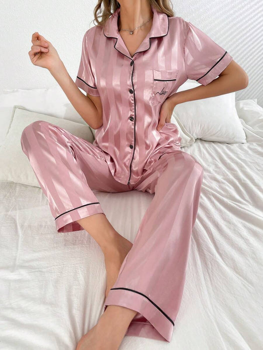 Stripe And Jacquard Pajama Set