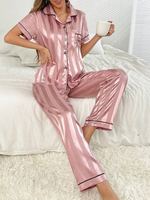 Stripe And Jacquard Pajama Set