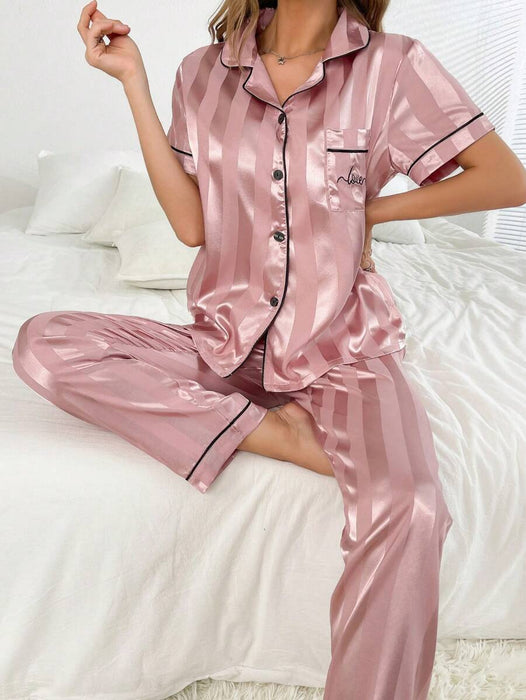 Stripe And Jacquard Pajama Set