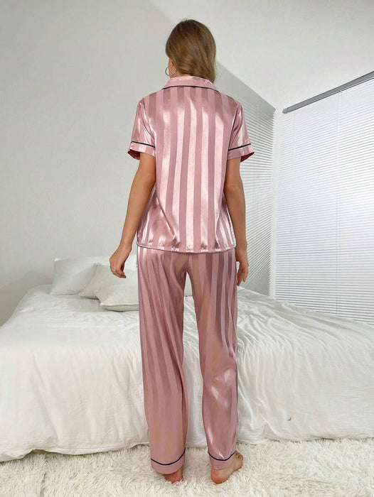 Stripe And Jacquard Pajama Set