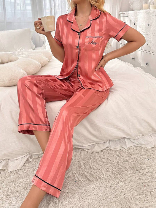 Stripe And Jacquard Pajama Set