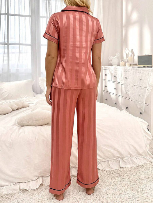 Stripe And Jacquard Pajama Set