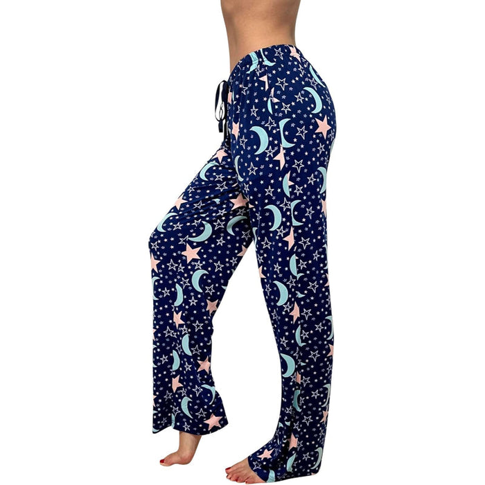 Moon Stars Printed Pajama Pants