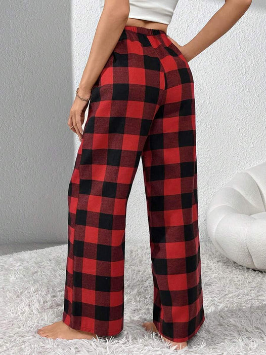 Plaid Pattern Pajama With Bow