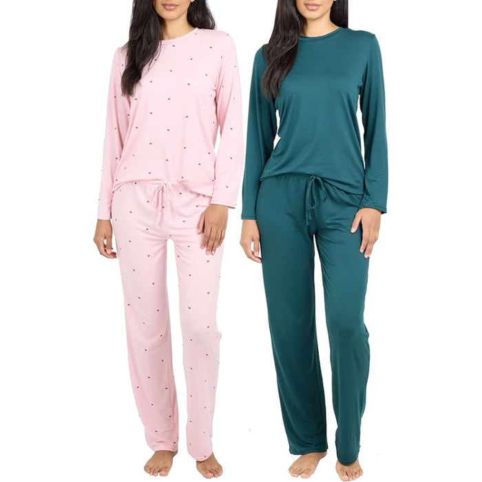 2 Pack Pajama And Long Sleeve Matching Tshirt Set