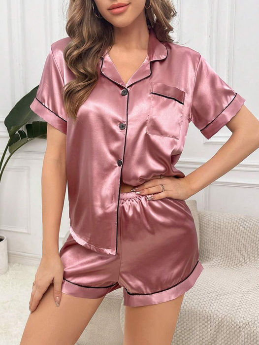 Versatile Button Front Matching Top And Shorts Set