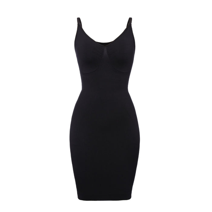 Women Full Length Body Shapewear Bodycon Skinny Slips Push Up Dress  Slimming Tube Underdress With Underwire Cup Shaper