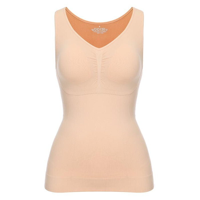 Women's Tank Top Camisole With Built-in Bra Neck Vest Padded Slim