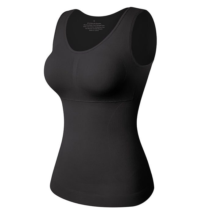 Fashion Padded Bra Sleeveless V Neck Basic Camisole Slim Fit Tank Tops  Black @ Best Price Online
