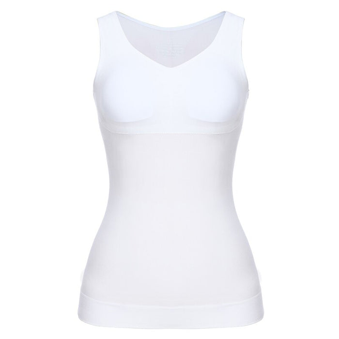 Buy Women Sleeveless Tank Top with Built in Padded Bra, White, X